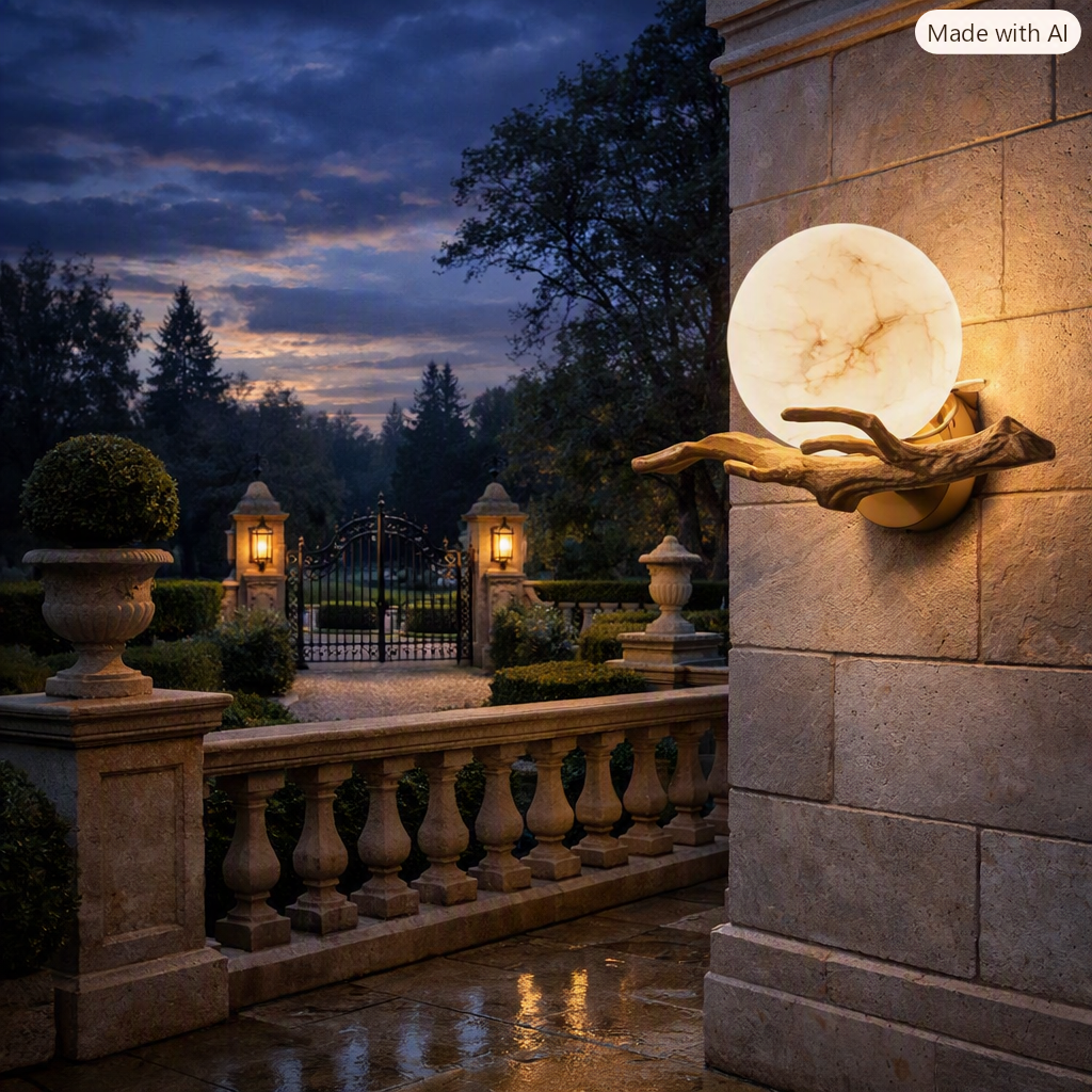 Carrara Marble Outdoor Wall Sconce