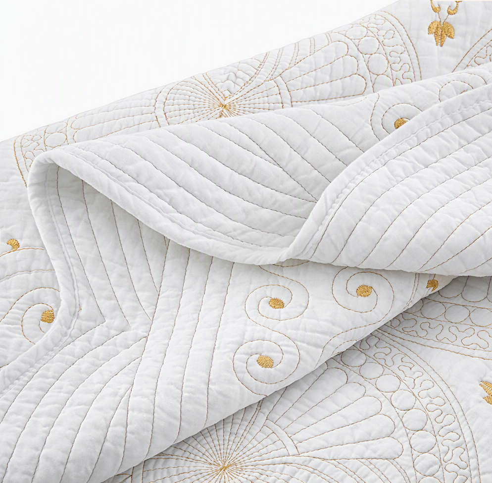 The Kensington Atelier™ | Embroidered Cotton Coverlet Set