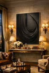 Obsidian Relief Canvas | Handmade Black Impasto Abstract Wall Art