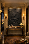 Obsidian Relief Canvas | Handmade Black Impasto Abstract Wall Art