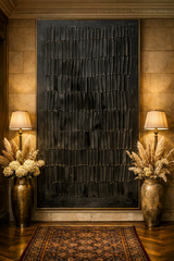 Obsidian Relief Canvas | Handmade Black Impasto Abstract Wall Art