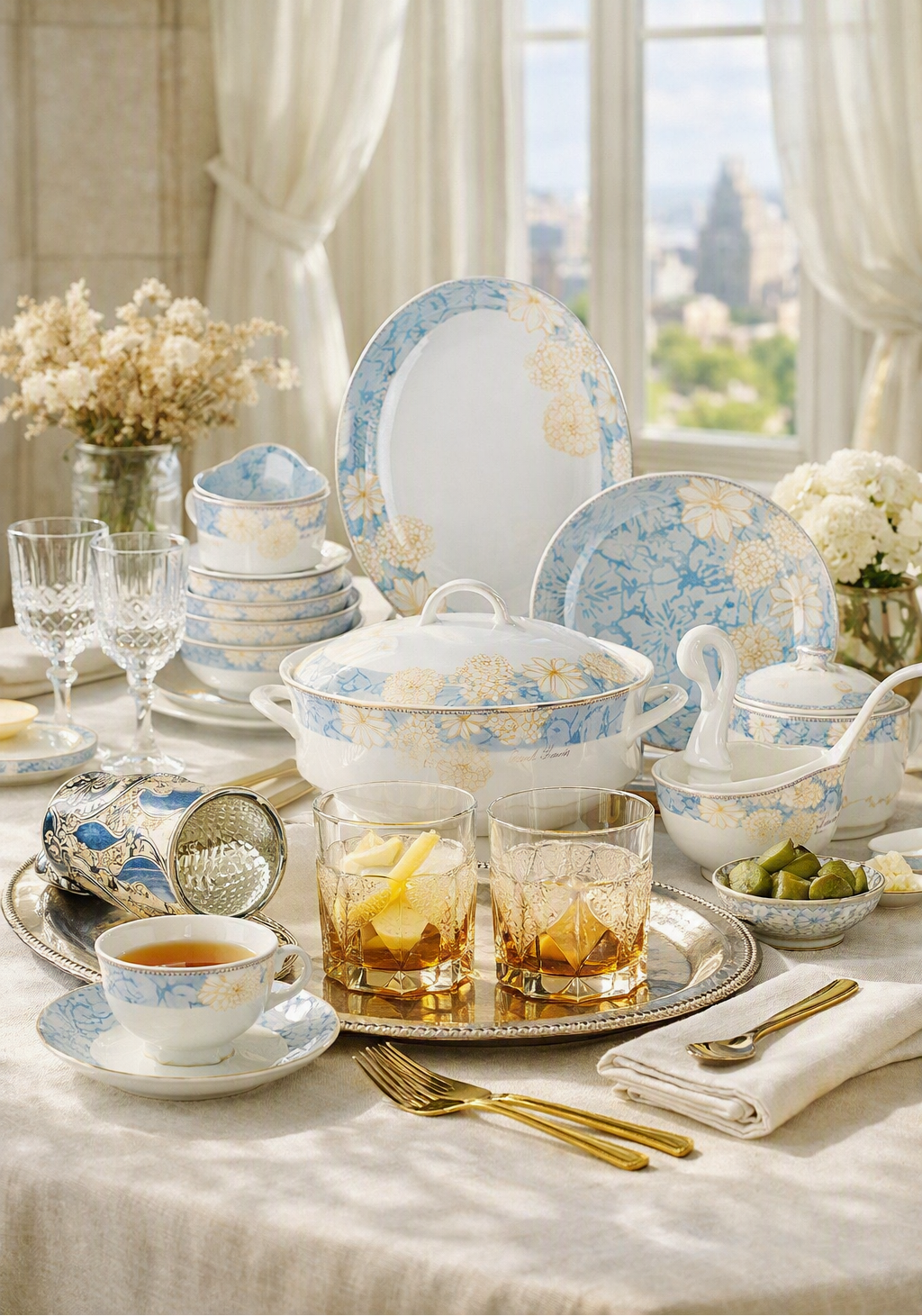 The Dynasty Evening Tableware Set | 16-Piece New Bone China Collection