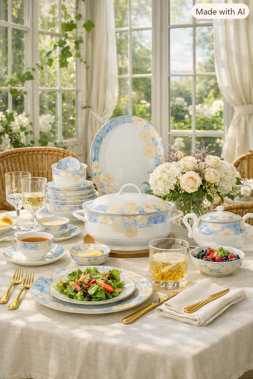 The Dynasty Evening Tableware Set | 16-Piece New Bone China Collection