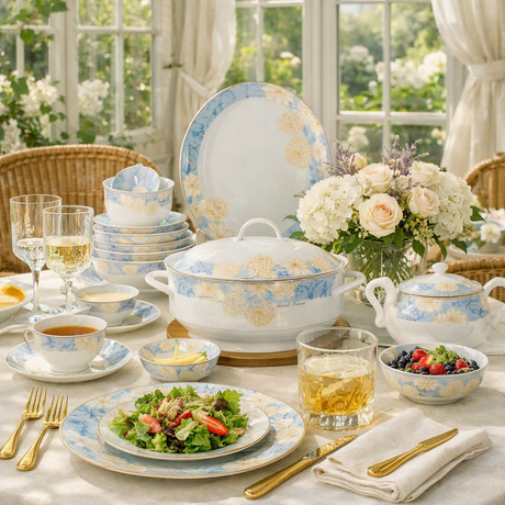The Dynasty Evening Tableware Set | 16-Piece New Bone China Collection