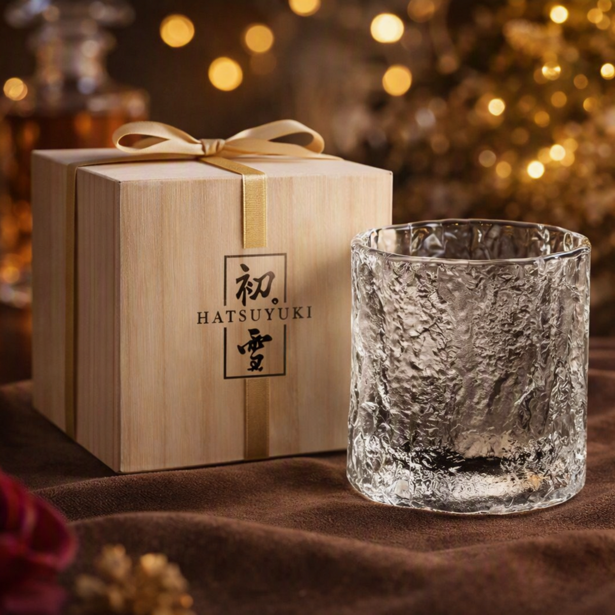 Crystal Whiskey Glass Set with Coasters