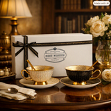 Monochrome Gold-Accent Bone China Coffee Set