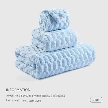 Cotton Towel Set with Hair-Drying Cap - Julia M LifeStyles