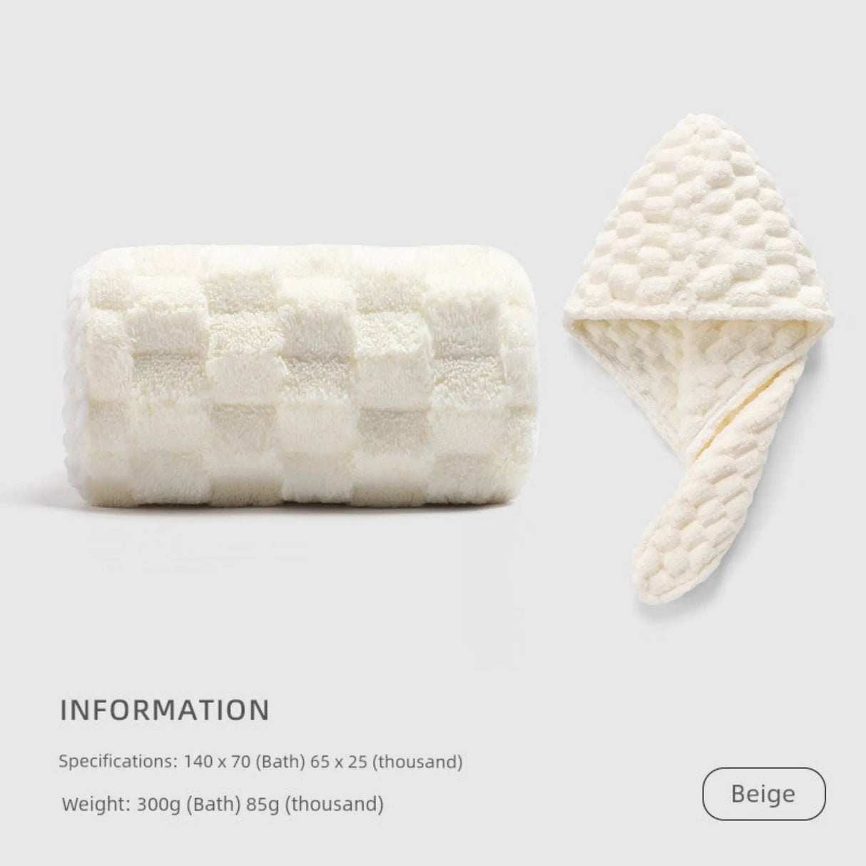 Cotton Towel Set with Hair - Drying Cap - Julia M LifeStyles