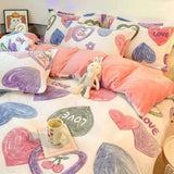 Warm Heart Flannel Fleece Duvet Cover Set - Julia M LifeStyles