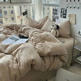 Ins washed cotton solid color four-piece suit can sleep naked in student dormitory 4 three-piece quilt cover - Julia M LifeStyles