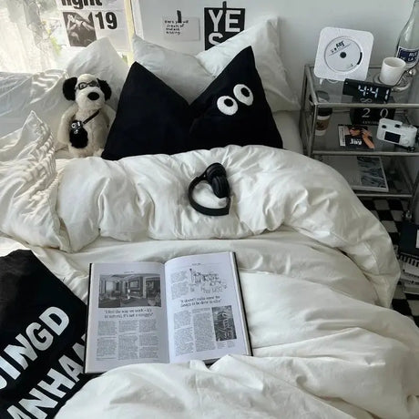 Ins washed cotton solid color four-piece suit can sleep naked in student dormitory 4 three-piece quilt cover - Julia M LifeStyles