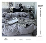 Ins washed cotton solid color four - piece suit can sleep naked in student dormitory 4 three - piece quilt cover - Julia M LifeStyles