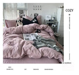 Ins washed cotton solid color four - piece suit can sleep naked in student dormitory 4 three - piece quilt cover - Julia M LifeStyles