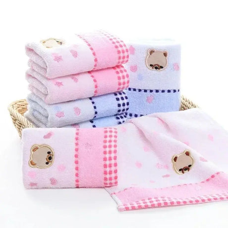 Cute Cartoon Bear Jacquard Cotton Face Towels - 2pcs Set - Julia M LifeStyles
