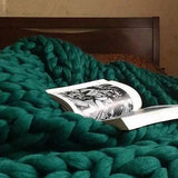 Nordic Chunky Knit Blanket Handmade Crochet Throw Knitted Blanket Sofa Blanket Oversized Woolen Blanket
