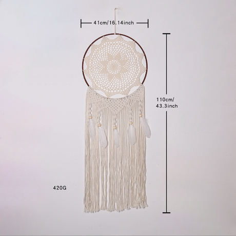 Nordic Creative Hook Flower Dream Catching Net Feather Wind Chime Pendant Home Decor Entrance Decoration Wedding Background