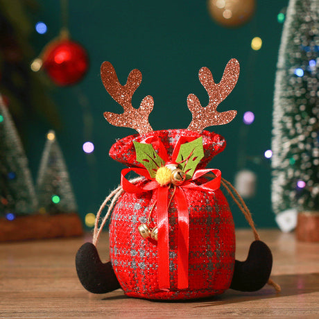 European Style Antlers Checkered Cloth Apple Gift Bag