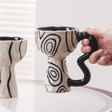 French Elegance Tall Stem Ceramic Mug Creative Ice Cream Cup Living Room Decor