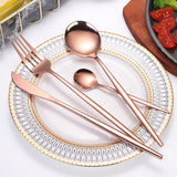 24pcs Gold Dinnerware Set Stainless Steel Tableware Set Knife Fork Spoon Luxury Cutlery Set Gift Box
