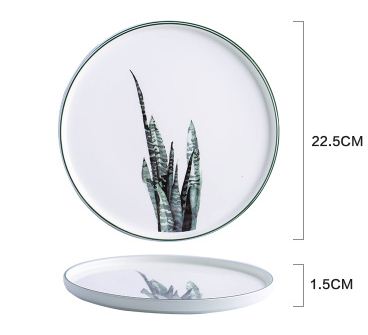 6color 8.8inch In-glaze Decoration Plant Dinner Plate Bone China Cake Dishes Plate Porcelain Pastry Fruit Tray Ceramic Tableware