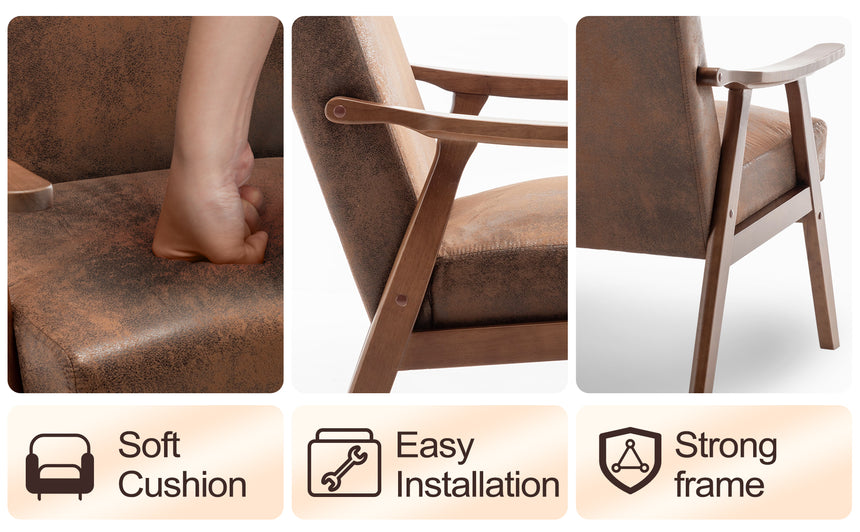 Medieval modern chair, solid wood frame living room chair, accent chair with ultra thick backrest - Julia M LifeStyles