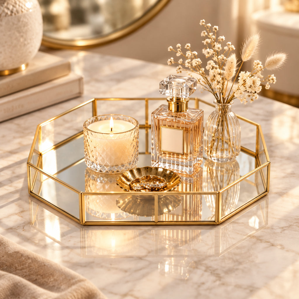 Vitra Brass & Glass Vanity Tray