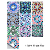 Mosaic 10-Piece Imitation Ceramic Tile Stickers Set for Home Decoration