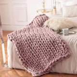 Nordic Chunky Knit Blanket Handmade Crochet Throw Knitted Blanket Sofa Blanket Oversized Woolen Blanket