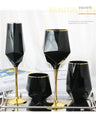 Pure Black Crystal Golden Edge Wine Glass Goblet Light Luxury Irregular Model Room Special Champagne Cup Whiskey Beer Glasses