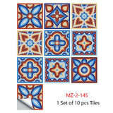 Mosaic 10-Piece Imitation Ceramic Tile Stickers Set for Home Decoration