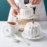Creative Ceramic Pumpkin Cup, Steamed Egg Cup, Stewed Pot with Cover, Pure White Mini Bird's Nest Cup, Soup Cup - Julia M LifeStyles