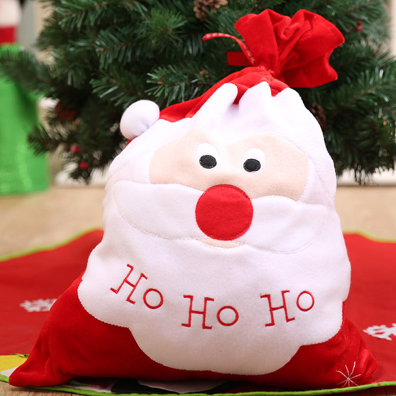 Christmas gold velvet embroidered gift bag, large Santa Claus gift bag, Santa Claus gift bag