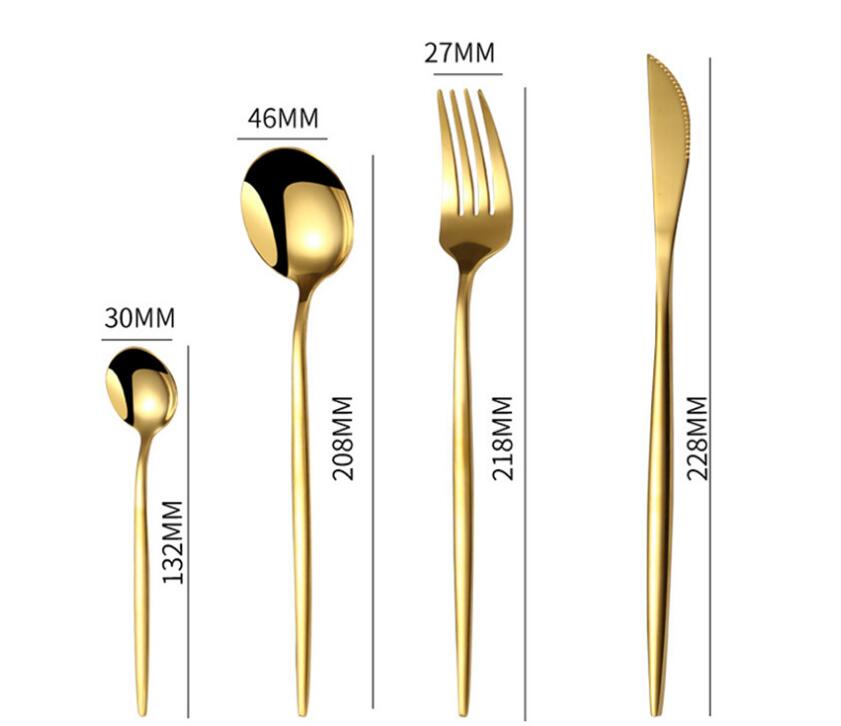 24pcs Gold Dinnerware Set Stainless Steel Tableware Set Knife Fork Spoon Luxury Cutlery Set Gift Box