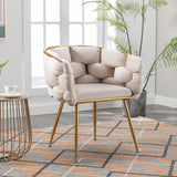 Luxury modern simple leisure velvet single sofa chair bedroom manicure table back chair beige Julia M Home & Kitchen