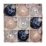Christmas balls, silk balls, winding balls, painted balls, 8cm, 9pcs, boxed Christmas decorations