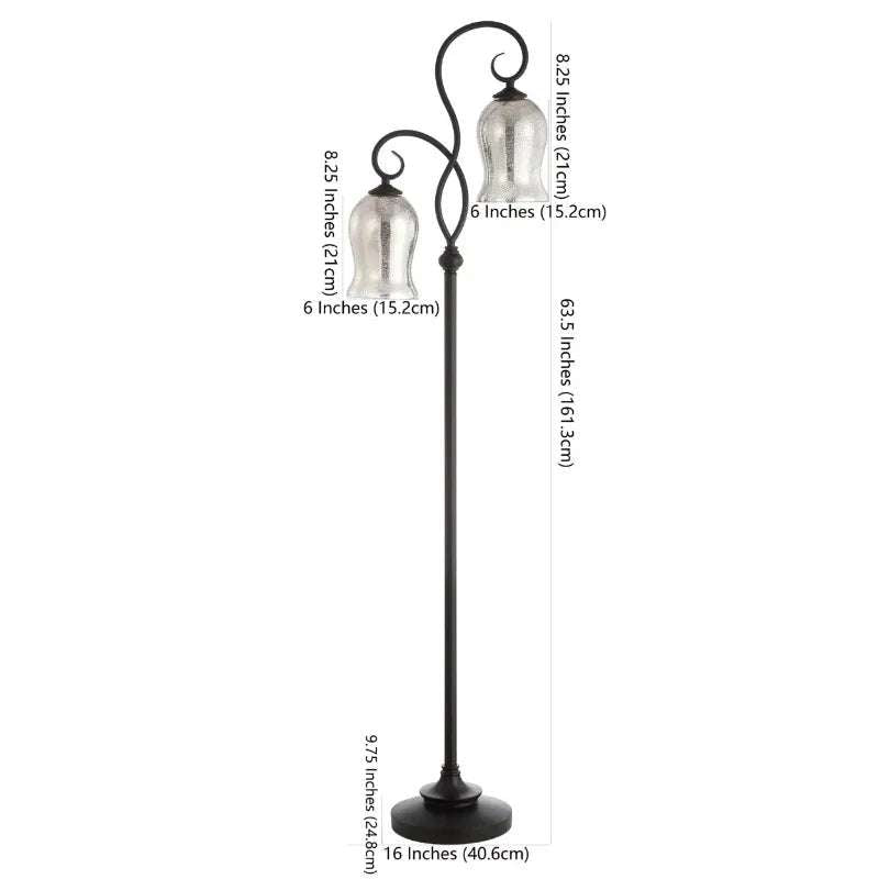 Double Curved Floral 63.5 in. H Floor Lamp, Black Double Curved Floral 63.5 in. H Floor Lamp, Black 1005006293047446-United States 195