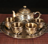 Dragon Phoenix 999 Pure Silver Tea Set - Teapot and 4 Cups in Elegant Leather Box - Julia M LifeStyles