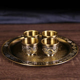 Dragon Phoenix 999 Pure Silver Tea Set - Teapot and 4 Cups in Elegant Leather Box - Julia M LifeStyles