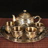 Dragon Phoenix 999 Pure Silver Tea Set - Teapot and 4 Cups in Elegant Leather Box - Julia M LifeStyles