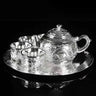 Dragon Phoenix 999 Pure Silver Tea Set - Teapot and 4 Cups in Elegant Leather Box - Julia M LifeStyles