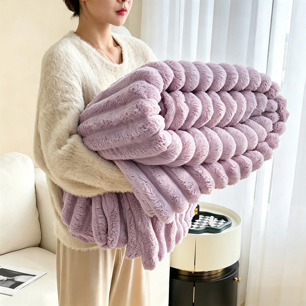 Rabbit plush blanket