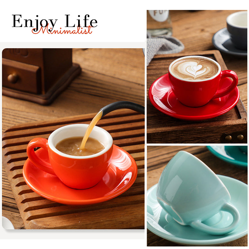 Nordic Ceramic Latte Cup – 300ml Artisan Coffee Cup with Contrast Rim