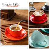 Nordic Ceramic Latte Cup – 300ml Artisan Coffee Cup with Contrast Rim