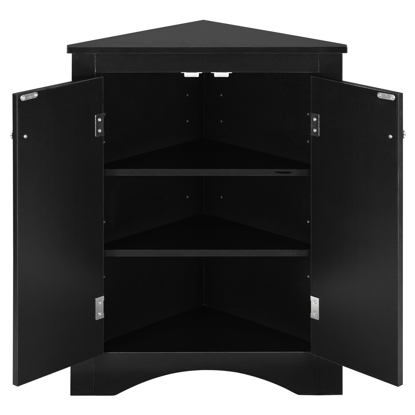 Black Triangle Bathroom Storage Cabinet with Adjustable Shelves, Freestanding Floor Cabinet for Home Kitchen - Julia M LifeStyles