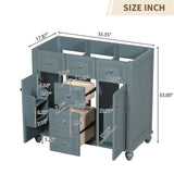 36 "No sink, with 2 drawers and soft closing door, independent makeup rack, bathroom cabinet, blue (excluding sink)
