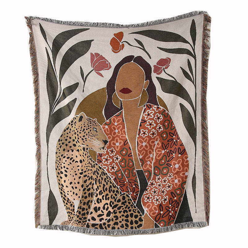 Artistic Cotton-Acrylic Knit Throw Blanket – Elegant American Style Designs