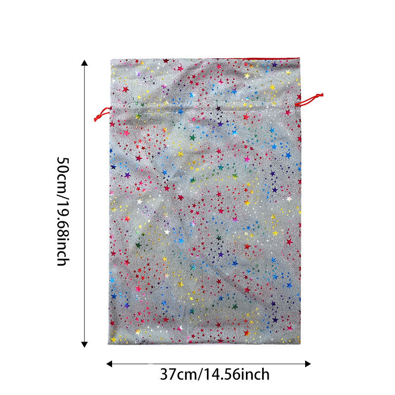 Christmas gift bag, gold foil five pointed star children's gift bag, Dutch velvet rainbow drawstring gift bag eprolo