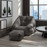 Beanbag chair with filler, beanbag sofa with tufted soft filler with memory foam, black