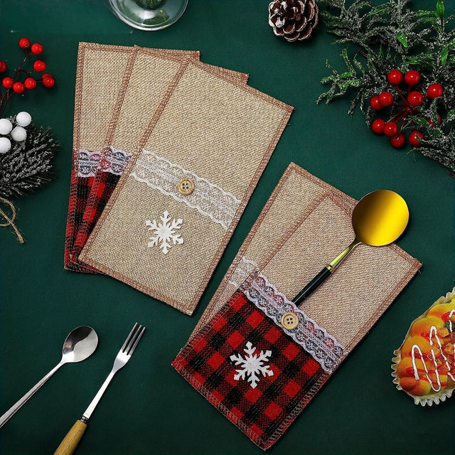 Christmas knife and fork set, Christmas decoration, restaurant decoration, hotel decoration, linen cloth, Christmas knife and fork set Julia M Home & Kitchen