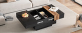 ON-TRANS 31.4 inches x 31.4 inches with sliding tabletop, high gloss center table, hidden storage room black